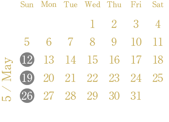 calendar：May