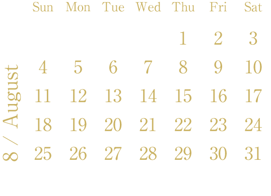 calendar：August