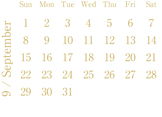 calendar：September