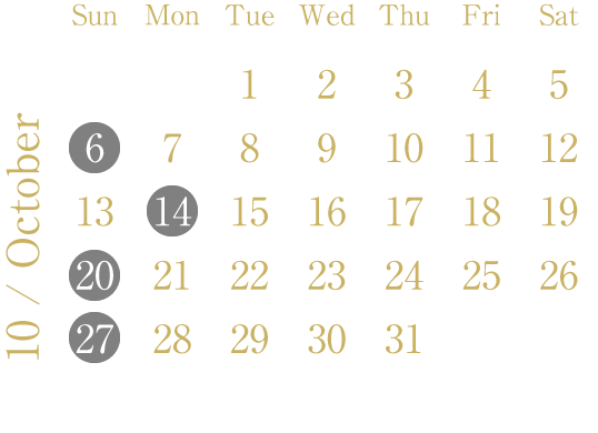 calendar：October